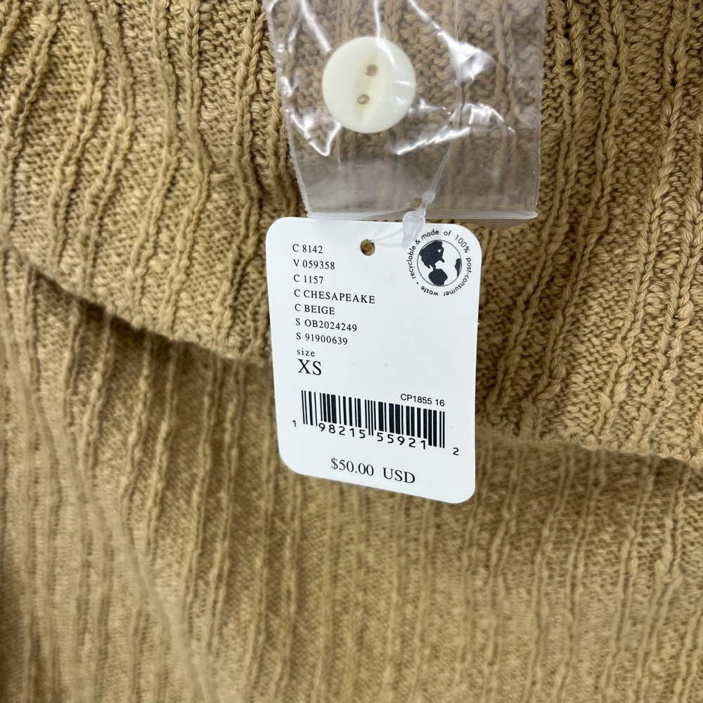 Free People FP Beach Knit Tube Top Women's Size XS Beige Button New NWT - Picture 4 of 11